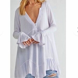 Free People Women's Olivia Flare-Sleeve Waffle Knit Tunic